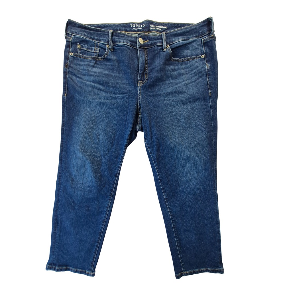 Torrid Perfect Boyfriend Ankle Jeans Womens 18S Blue Vintage Stretch Plus Size